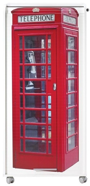 Meuble informatique Blanc Rideau 2 tiroirs Cabine téléphonique - Photo n°1