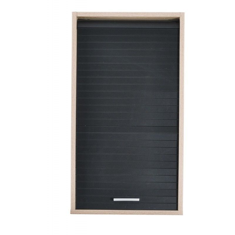 Meuble mural cuisine noir KUMA 40 cm – Élément haut avec rideau et étagères modulables - Photo n°1