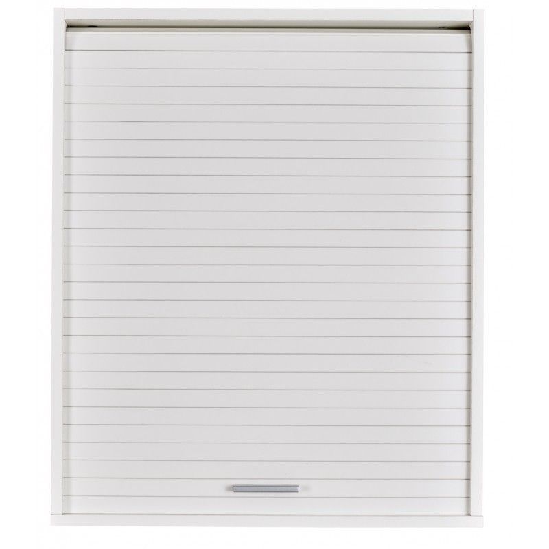 Meuble mural de cuisine blanc à rideau KUMA 60 cm – Élément haut avec étagères réglables - Photo n°1