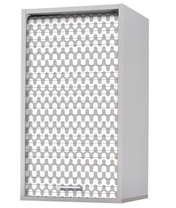 Meuble mural de cuisine gris à rideau KUMA 40 cm – Élément haut avec étagères réglables - Photo n°1