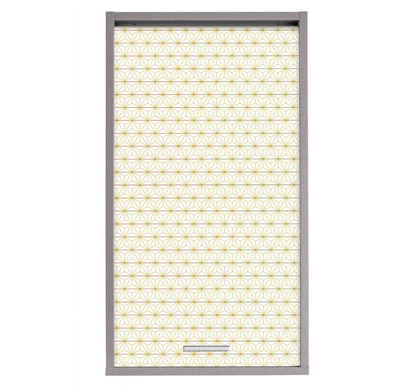 Meuble mural de cuisine gris à rideau KUMA 40 cm – Élément haut avec étagères réglables - Photo n°1