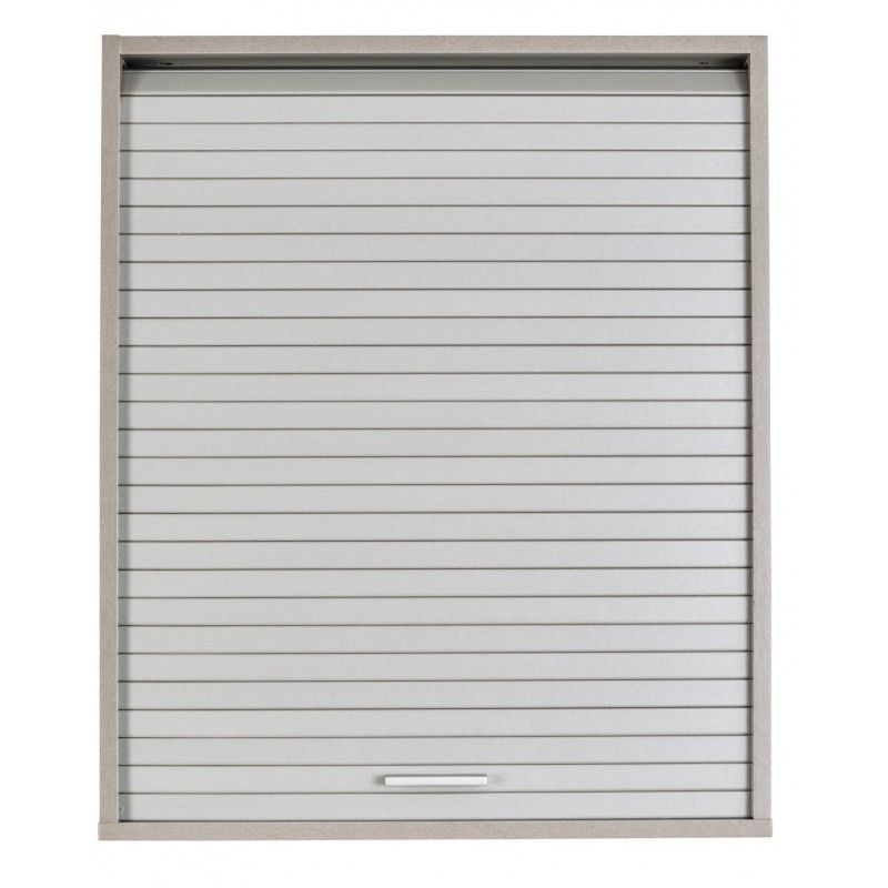 Meuble mural de cuisine gris à rideau KUMA 60 cm – Élément haut avec étagères réglables - Photo n°1