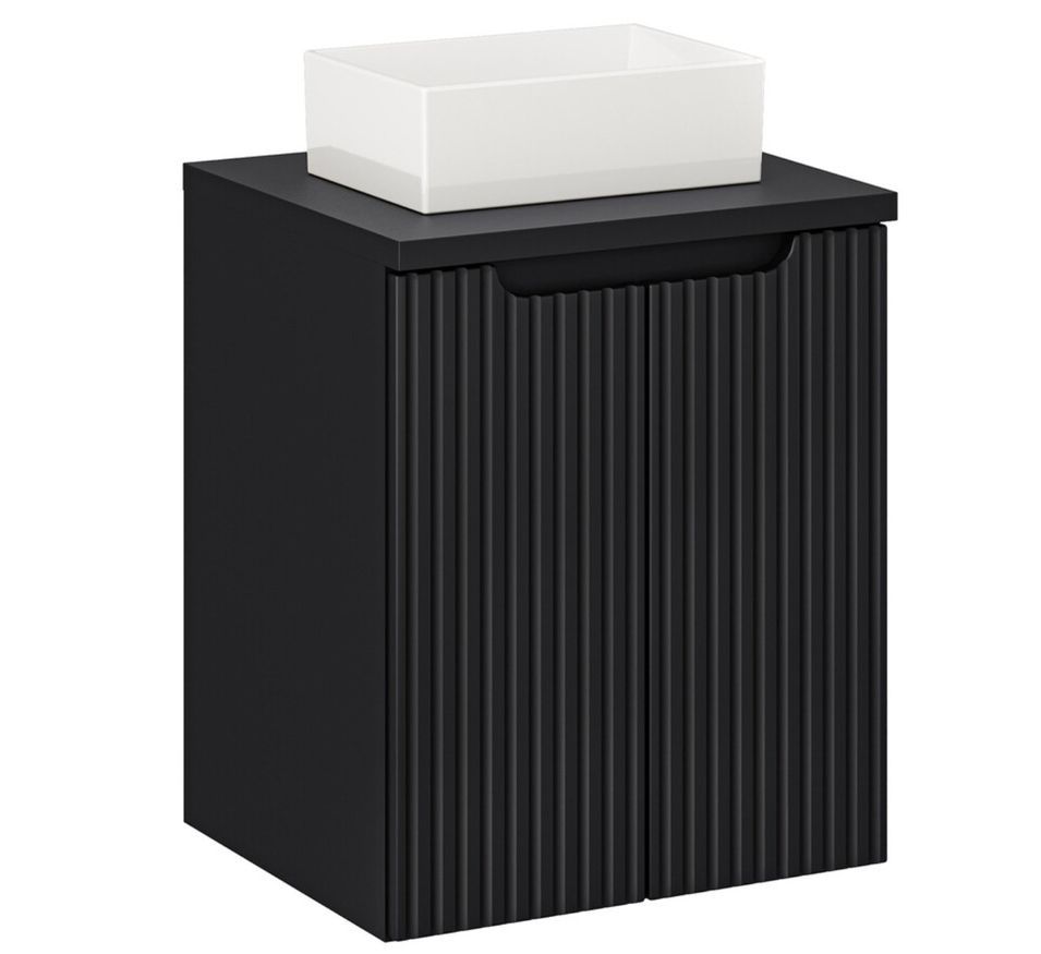 Meuble salle de bain suspendu 2 portes NOVA 50 cm avec vasque blanche GAJA – Élégance minimaliste et gain de place - Photo n°1