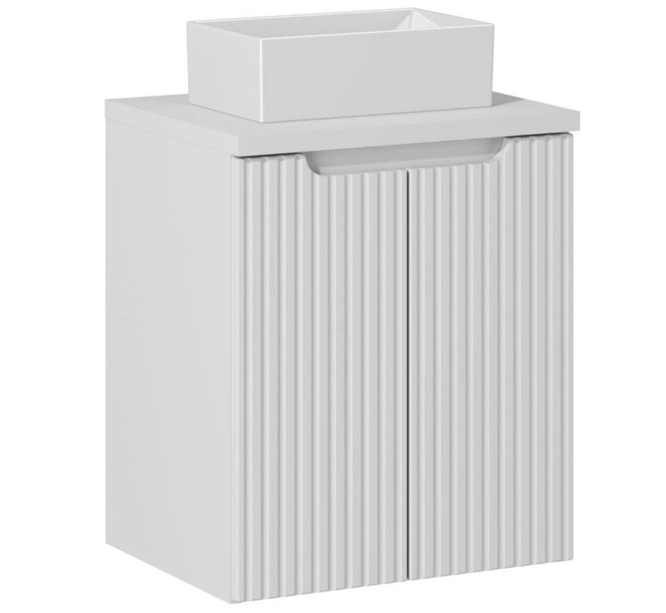 Meuble salle de bain suspendu 2 portes NOVA 50 cm avec vasque blanche GAJA – Élégance minimaliste et gain de place - Photo n°1