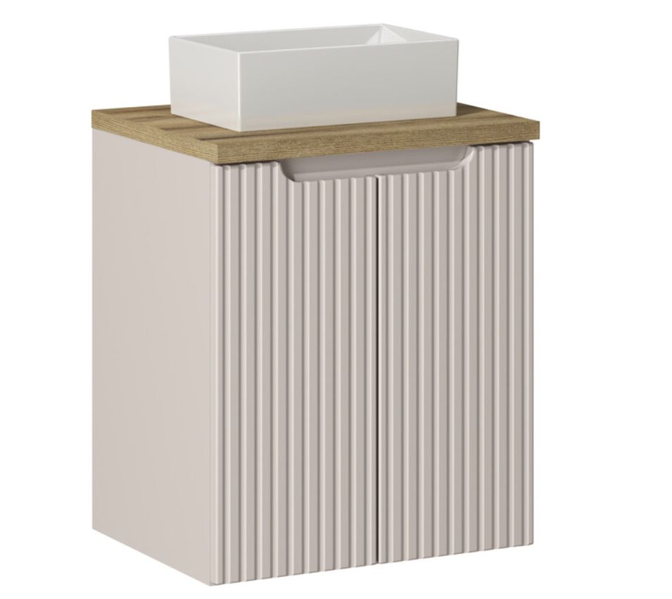 Meuble salle de bain suspendu 2 portes NOVA 50 cm avec vasque blanche GAJA – Élégance minimaliste et gain de place - Photo n°1