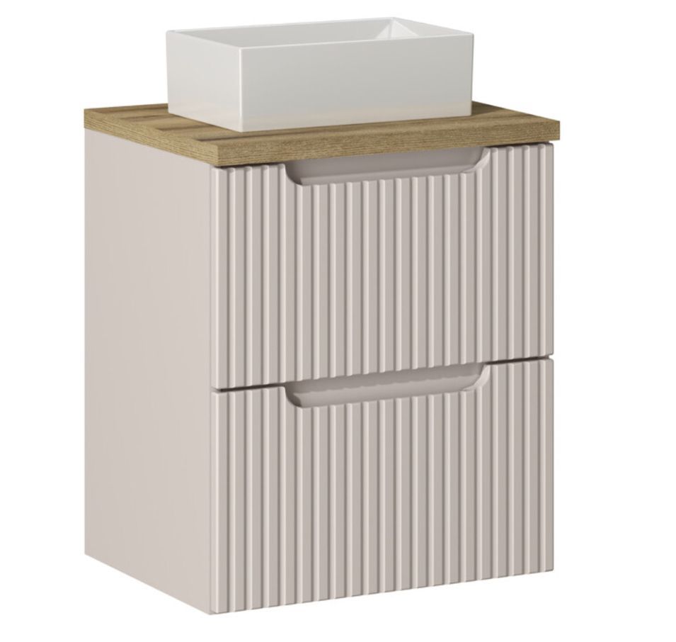 Meuble salle de bain suspendu 2 tiroirs NOVA 50 cm avec vasque blanche GAJA – Élégance minimaliste et gain de place - Photo n°1