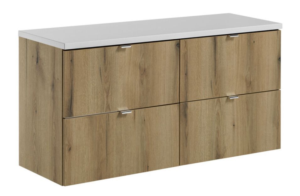 Meuble salle de bain suspendu 5 portes NOVA OAK 140 cm - Photo n°1