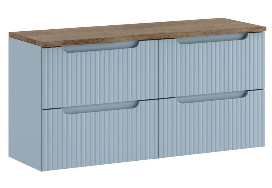Meuble salle de bain suspendu NOVA Denim 120 cm – Rangements élégants avec plan Chêne Casella - Photo n°1