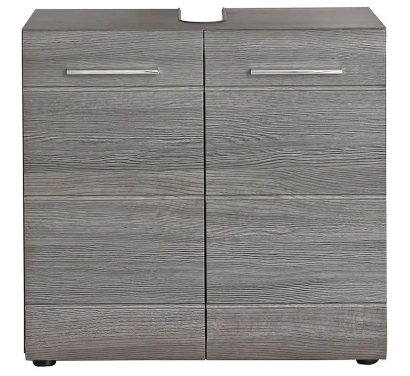 Meuble sous vasque 2 portes mélaminé gris Bezzi - Photo n°1