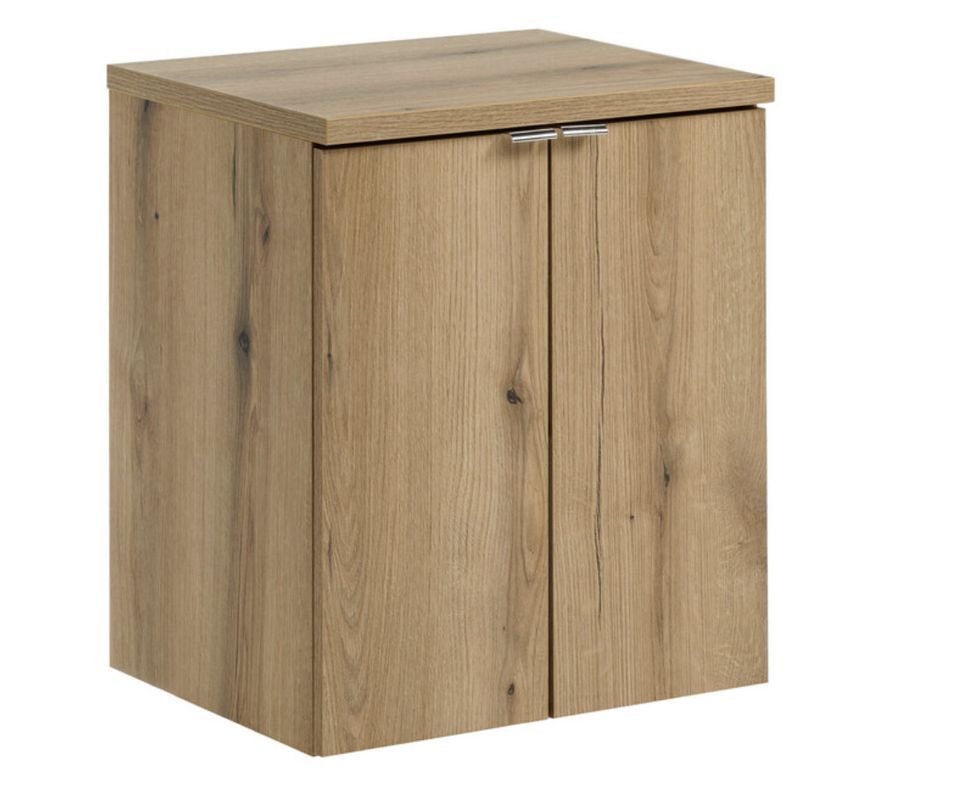 Meuble sous-vasque suspendu 2 portes avec plan NOVA OAK – Naturel et rangement pratique - Photo n°1