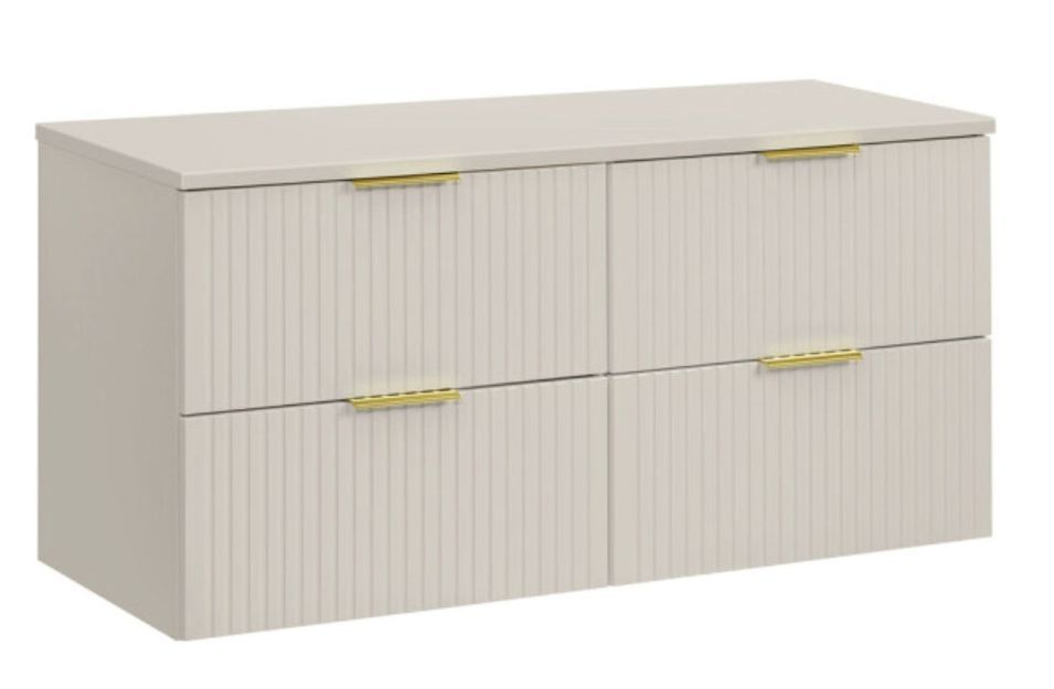 Meuble sous-vasque suspendu 4 tiroirs ADEL 120 cm avec plan de travail – Design rainuré - Photo n°1