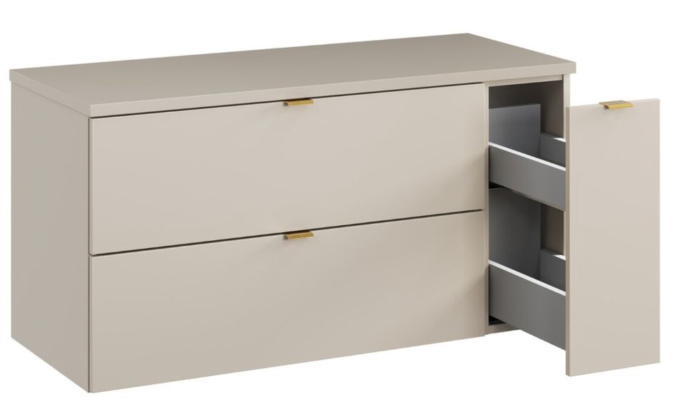 Meuble sous vasque suspendu DALIA Cachemire 100 cm avec meuble cargo coulissant - Photo n°1