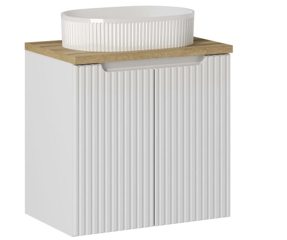 Meuble suspendu 2 portes avec vasque ovale blanche NOVA - Photo n°1