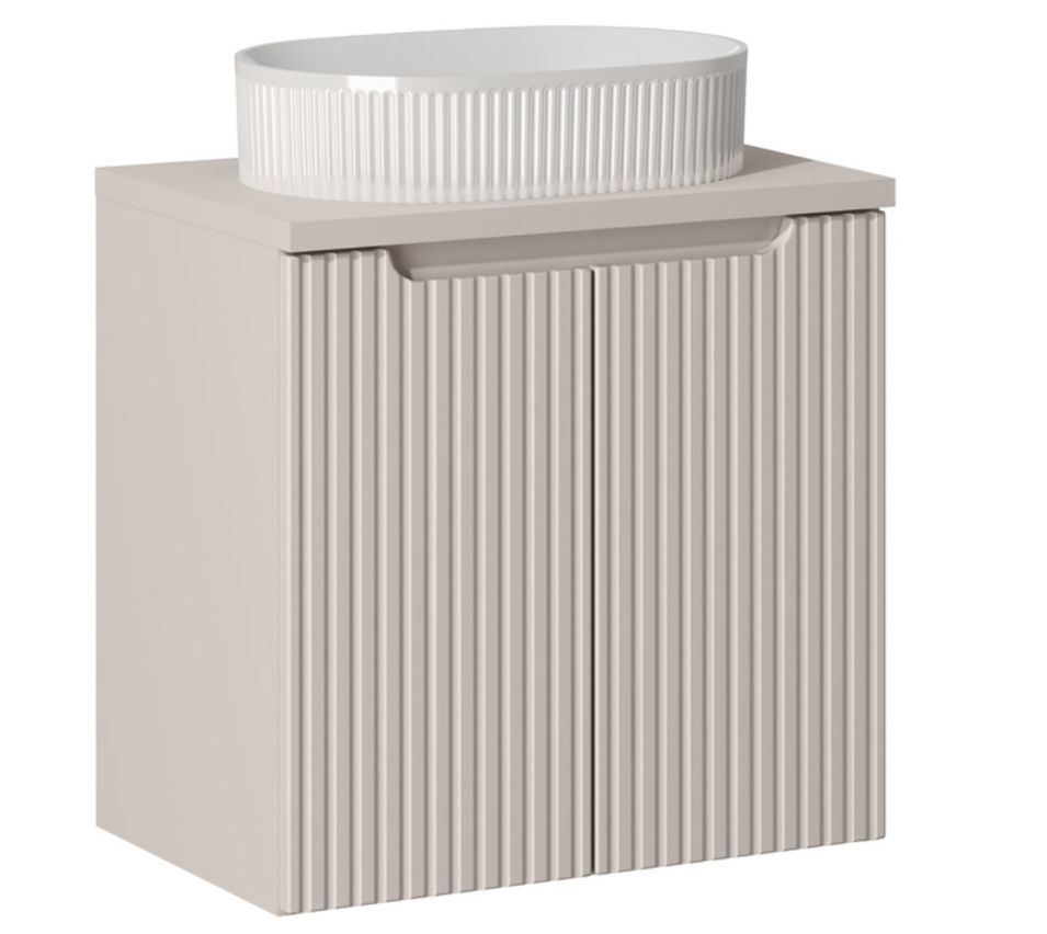 Meuble suspendu 2 portes avec vasque ovale blanche NOVA - Photo n°1