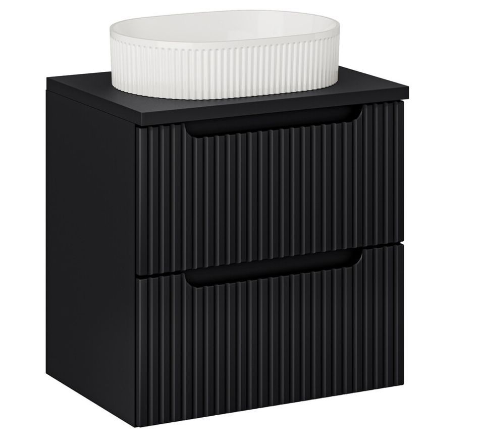 Meuble suspendu 2 tiroirs avec vasque ovale blanche NOVA - Photo n°1