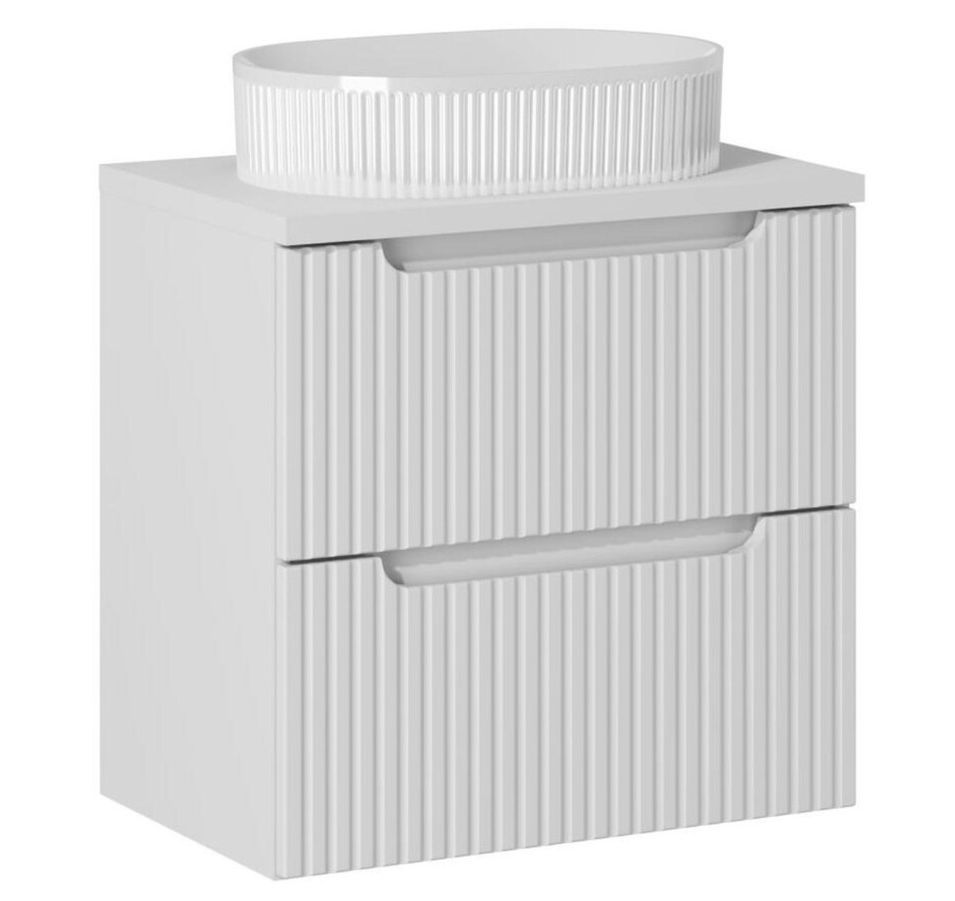 Meuble suspendu 2 tiroirs avec vasque ovale blanche NOVA - Photo n°1
