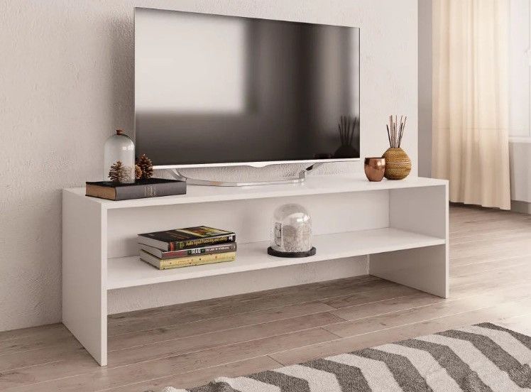 Meuble TV 1 étagère bois blanc Tentation - Photo n°1