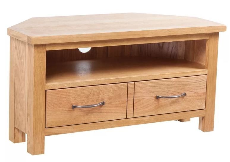 Meuble TV 1 niche 2 portes chêne massif clair Candice - Photo n°1