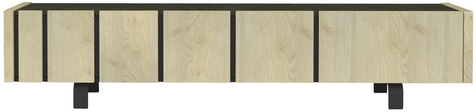 Meuble TV 1 porte 1 tiroir béton et bois clair Rosie 190 - Photo n°1