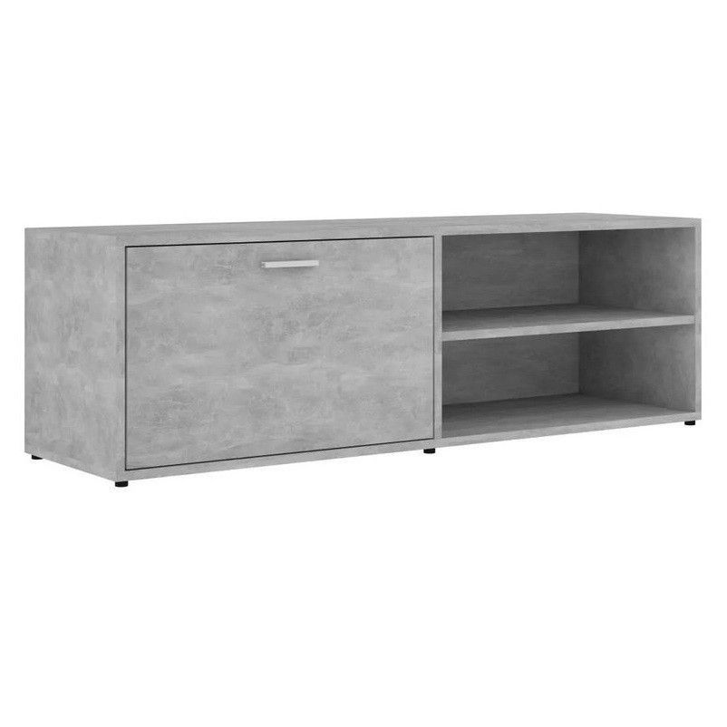 Meuble TV 1 porte 2 niches bois effet béton Issero 120 cm - Photo n°1