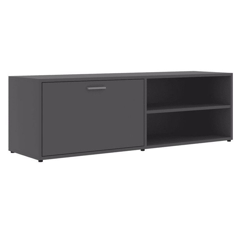 Meuble TV 1 porte 2 niches bois gris Issero 120 cm - Photo n°1