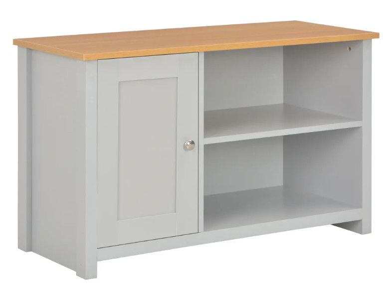 Meuble TV 1 porte bois gris Patt - Photo n°1