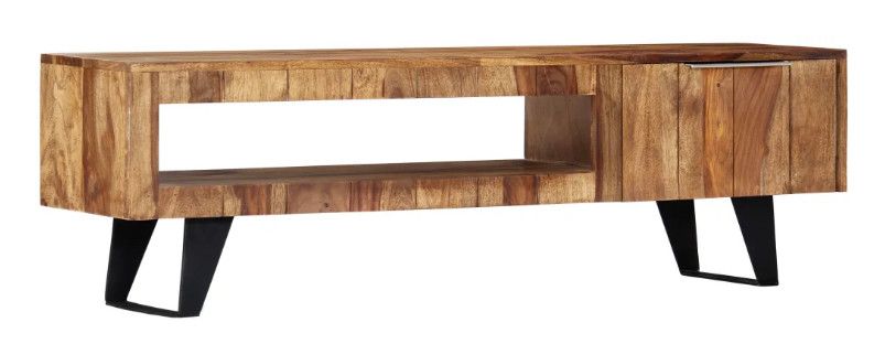 Meuble TV 1 porte sesham massif clair Softly - Photo n°1