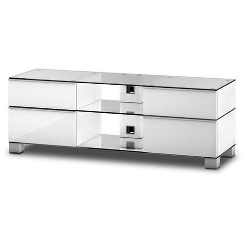 Meuble TV Mood 9240 verre trempé et laqué blanc 140 cm - Photo n°1