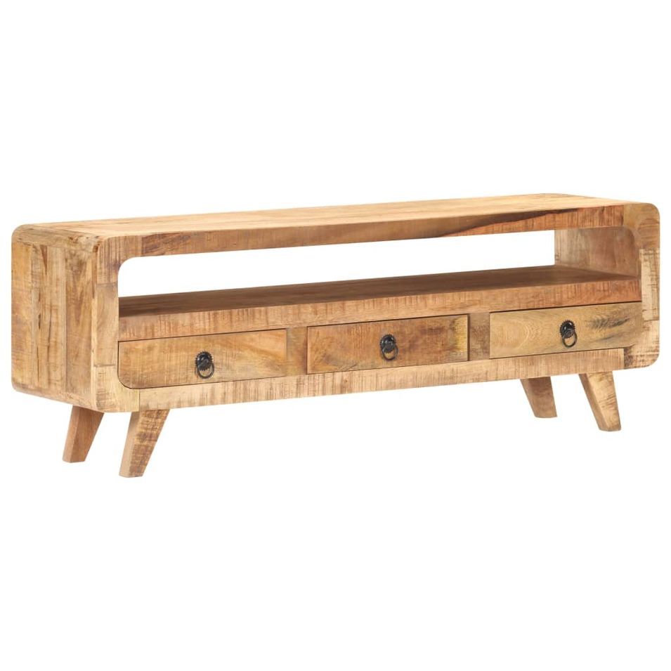 Meuble TV 117x30x41 cm Bois de manguier massif brut - Photo n°1