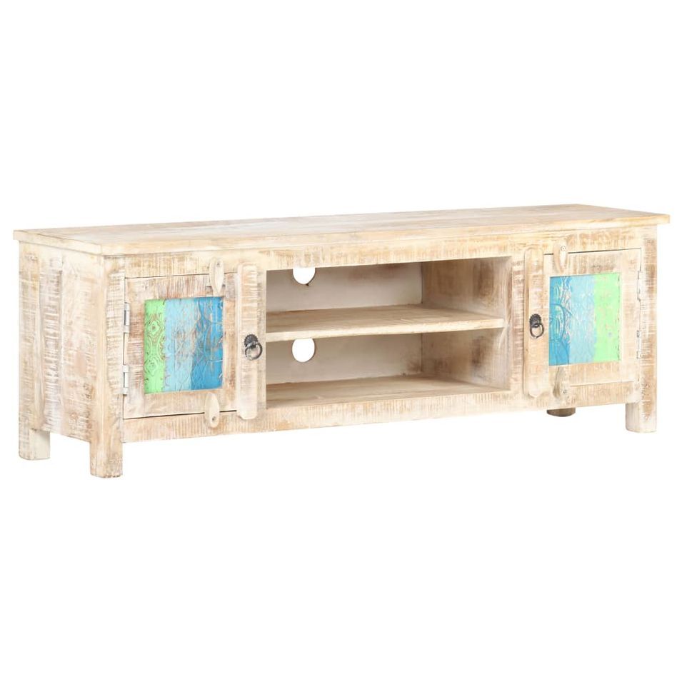 Meuble TV 120x30x40 cm Bois d'acacia brut - Photo n°1