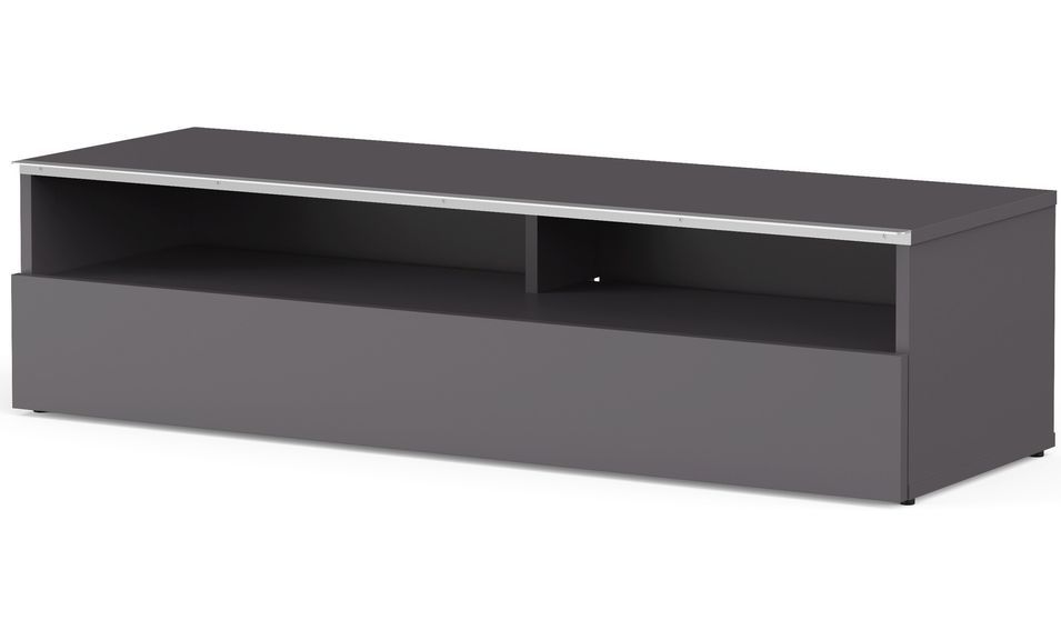 Meuble TV 2 niches 1 porte bois gris Los Angeles 120 cm - Photo n°1