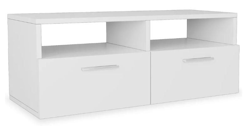 Meuble TV 2 portes 2 niches bois blanc Chickie L 95 x H 36 x P 35 cm - Photo n°1