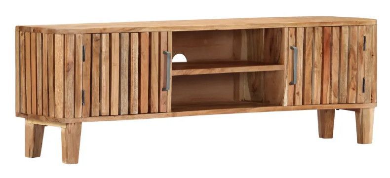Meuble TV 2 portes acacia massif clair Gina - Photo n°1