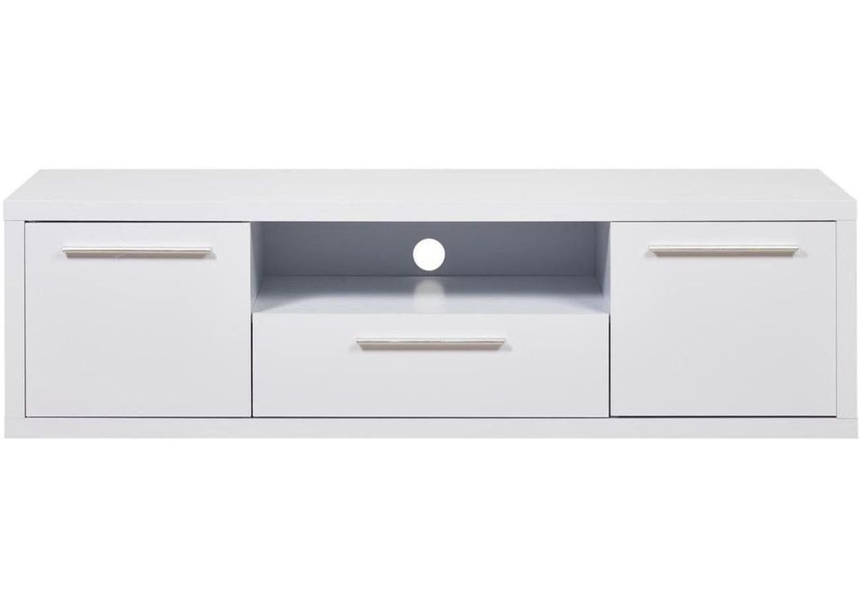 Meuble TV 2 Portes blanc Laqué Kistar 150 cm - Photo n°1