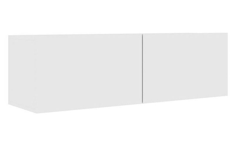 Meuble TV suspendu 2 portes bois blanc brillant Oned 100 cm - Photo n°1