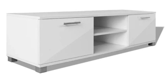 Meuble TV 2 portes bois blanc brillant Beyond - Photo n°1