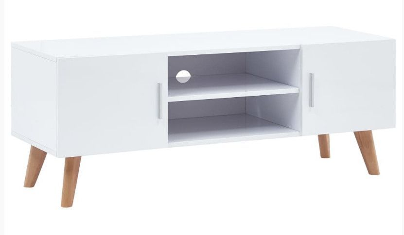 Meuble TV 2 portes bois blanc Tsulee - Photo n°1