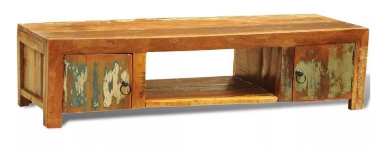 Meuble TV 2 portes et 1 niche bois massif recyclé Moust - Photo n°1