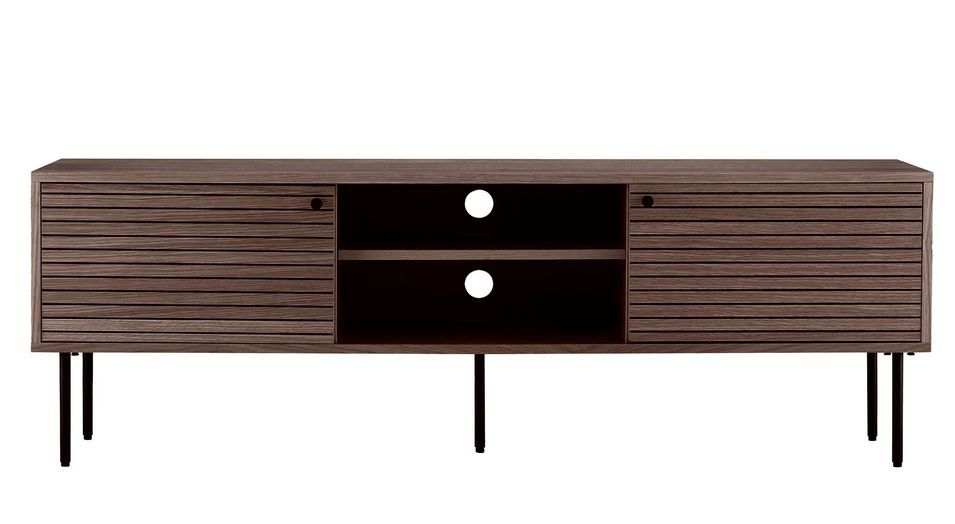 Meuble TV 2 portes KYOTO – Chêne & métal noir - Photo n°1