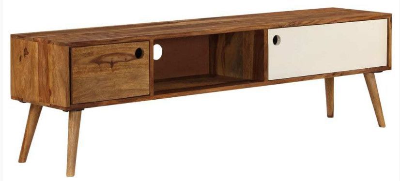 Meuble TV 2 portes sesham massif clair Flore - Photo n°1