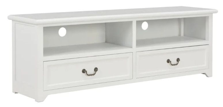Meuble TV 2 tiroirs bois blanc Carla - Photo n°1