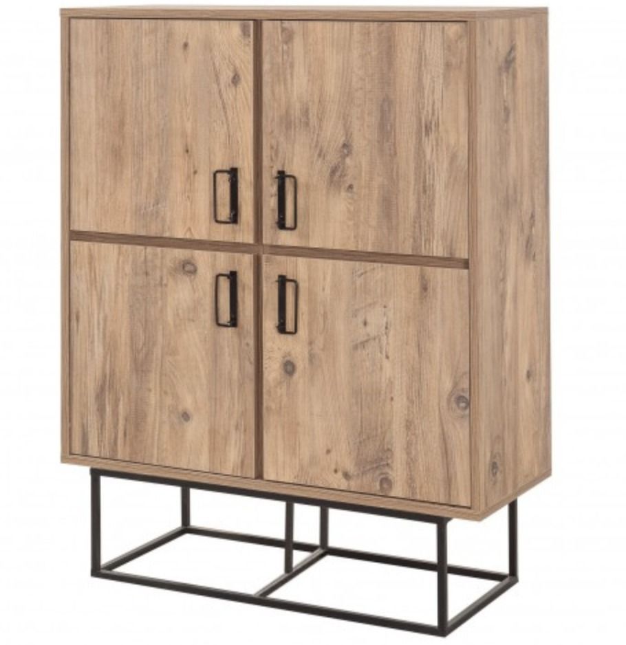 Armoire de rangement 4 portes Chêne naturel mélaminé Balko 93 cm - Photo n°1