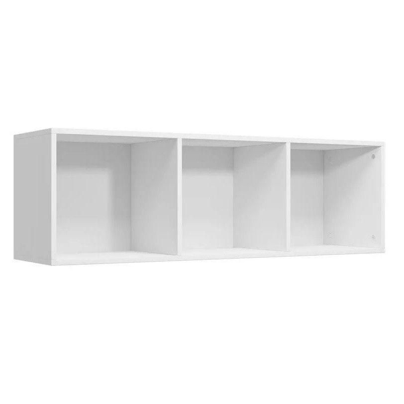 Meuble TV 3 niches bois blanc Membi 114 cm - Photo n°1
