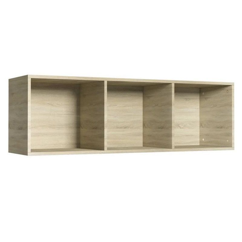 Meuble TV 3 niches bois chêne clair Membi 114 cm - Photo n°1
