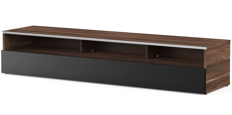 Meuble TV 3 niches bois foncé et noir Detroit 160 cm - Photo n°1