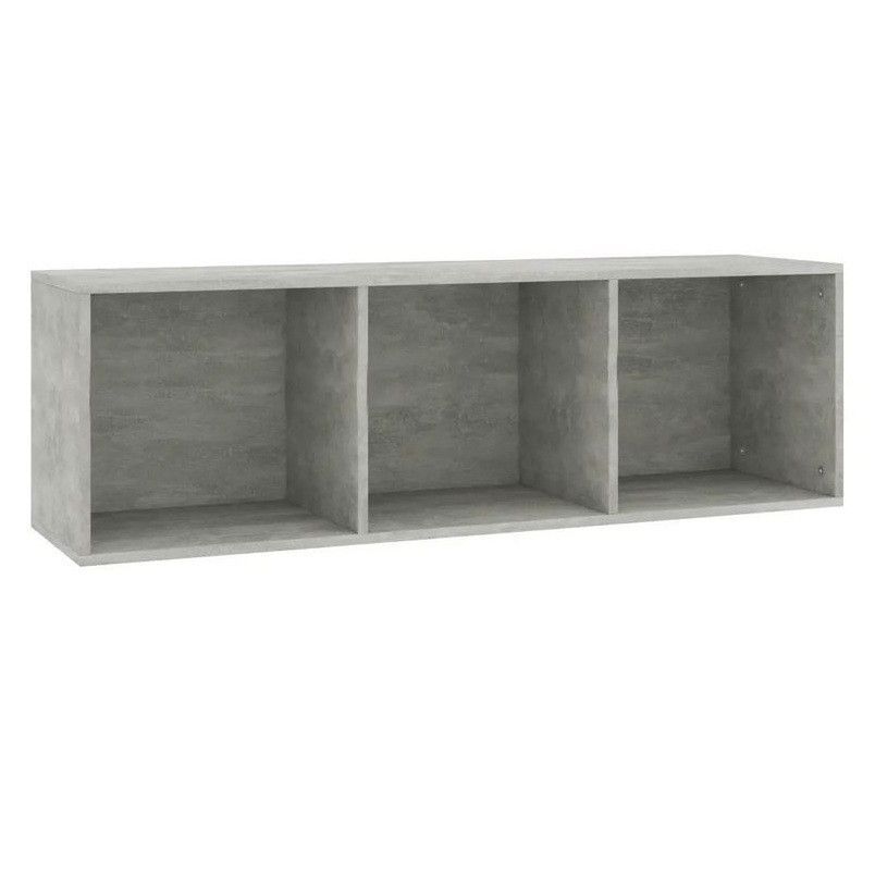 Meuble TV 3 niches bois gris effet béton Membi 114 cm - Photo n°1
