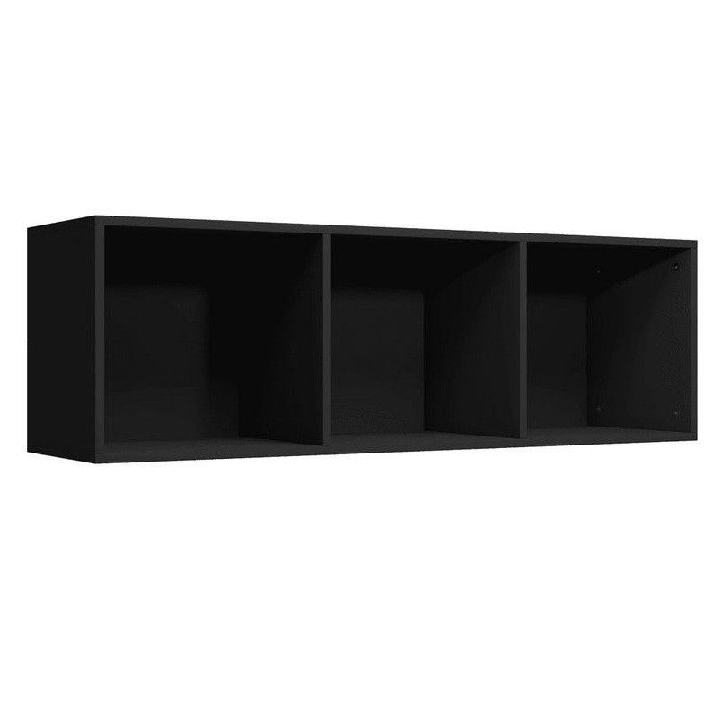 Meuble TV 3 niches bois noir Membi 114 cm - Photo n°1