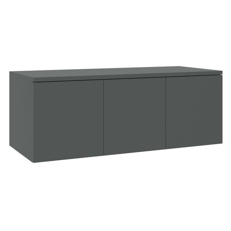 Meuble TV 3 tiroirs bois gris Onic 80 cm - Photo n°1