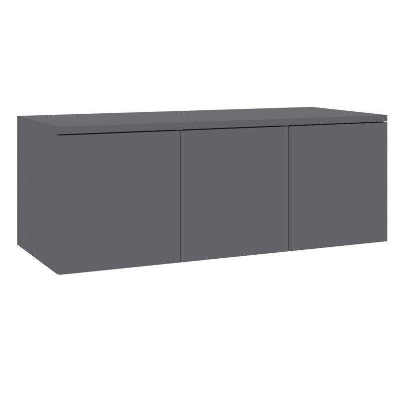 Meuble TV 3 tiroirs bois gris brillant Onic 80 cm - Photo n°1