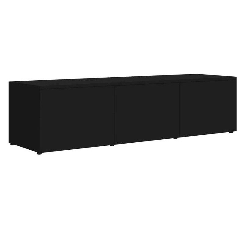 Meuble TV 3 tiroirs bois noir brillant Onic 120 cm - Photo n°1